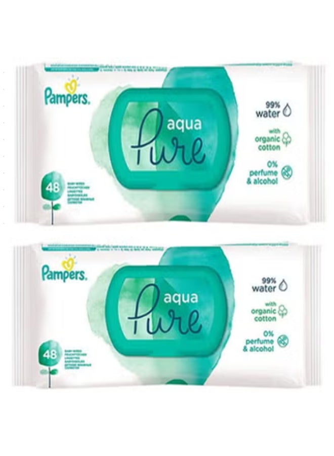 Aqua pure 48X2 Aqua Pure Ultra Purified Baby Wipes 96 pieces - Image 1